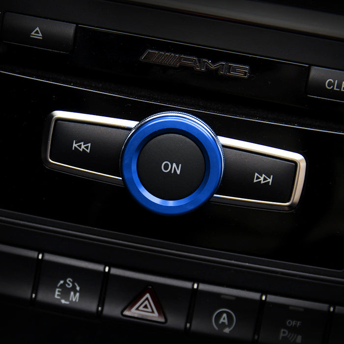 Blue Stereo Volume Control Knob Cover For Mercedes A B C E S CLA GLA GLK ML GL
