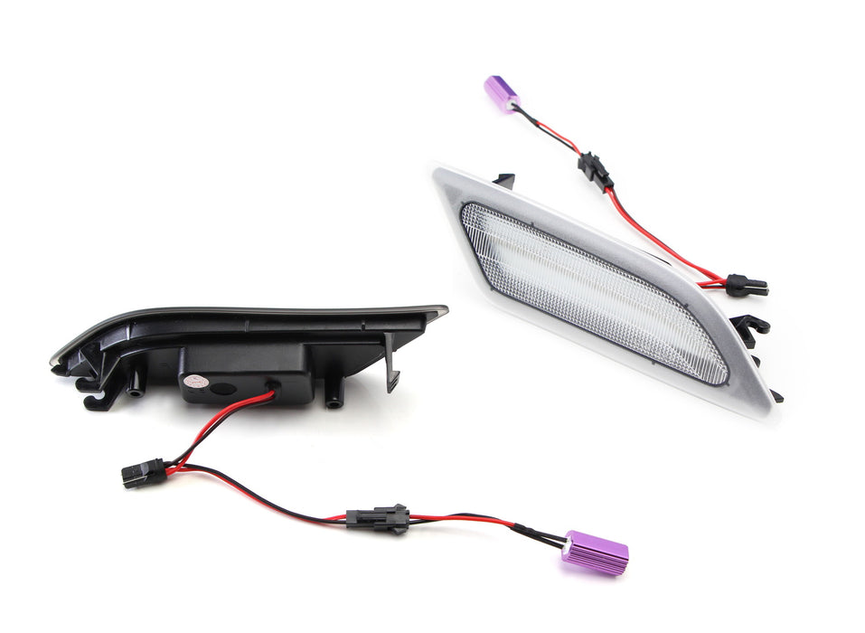 Euro Clear Lens White LED Side Marker Lights For 12-14 Mercedes W204 C250 C300