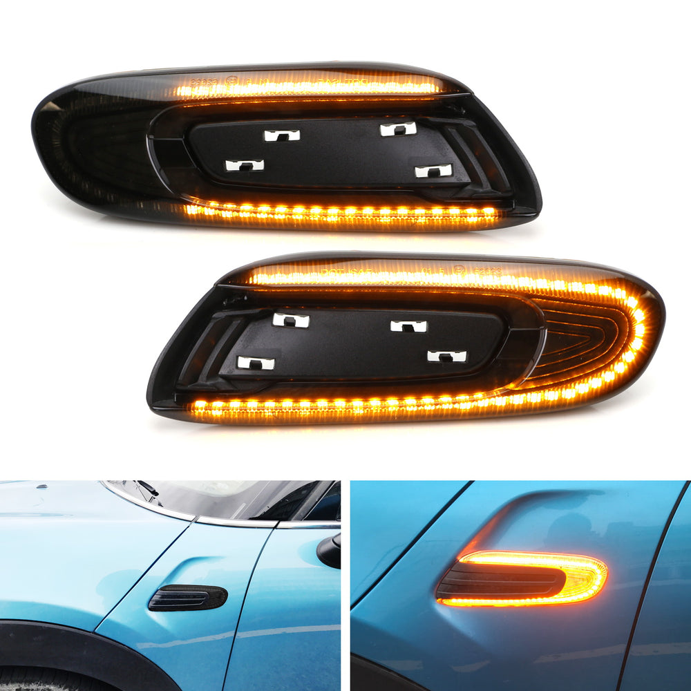 Smoked Sequential Blink Amber LED Fender Side Marker For MINI Cooper F55 F56 F57