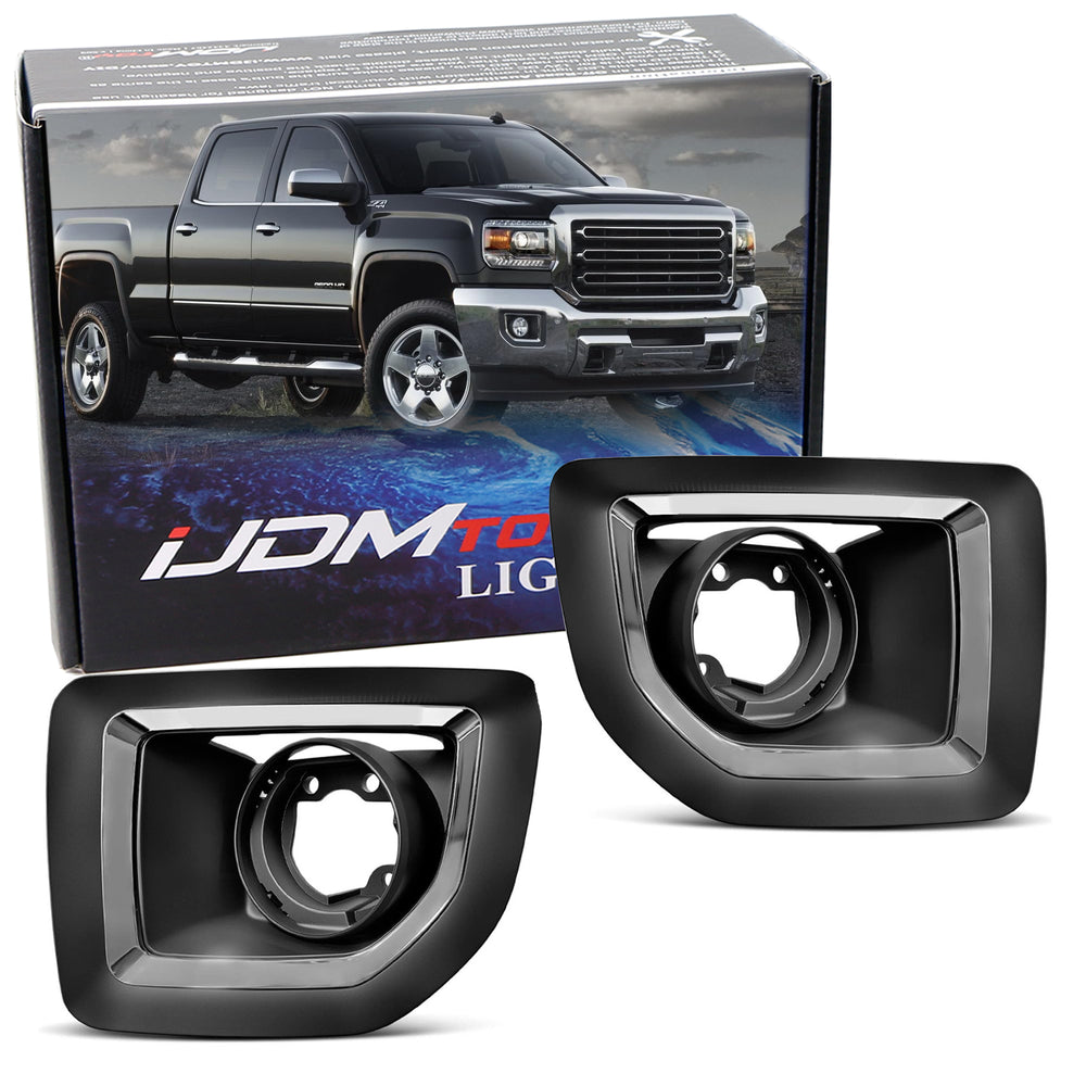 LH & RH Side OE-Spec Chrome Trim Foglamp Covers For GMC 2015-19 Sierra 2500 3500