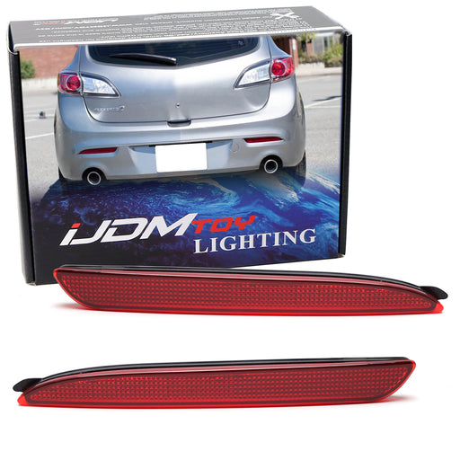 LH RH OE-Spec Red Rear Bumper Reflector Lens Replacements For 2010-13 Mazda 3