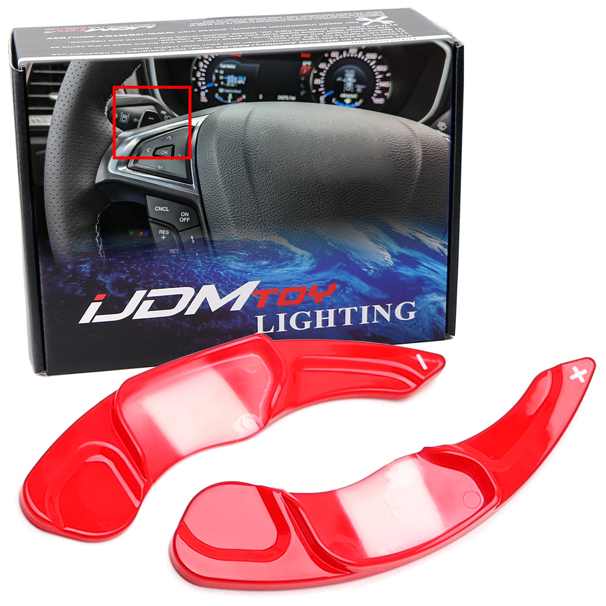 Gloss Red Steering Wheel Large Paddle Shifter For Ford Fusion Edge