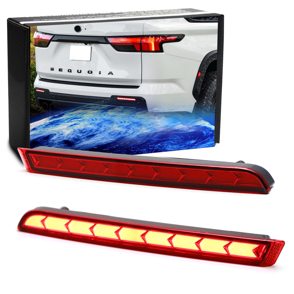 Dark Red Lens Full LED Rear Bumper Reflector Lights For 2023-up Toyota Sequoia