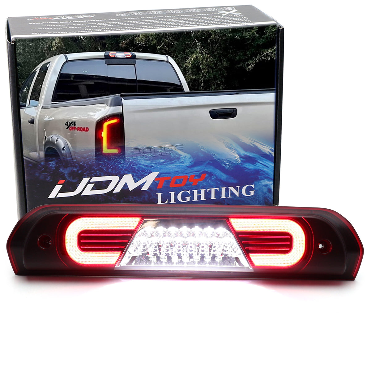 Dark Red C-Ring Full LED High Mount 3rd Brake Lamp For 02-09 RAM 1500 ...