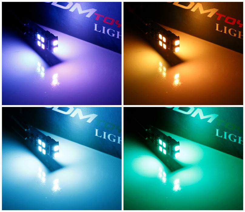 Multi-Color RGB 168 194 T10 LED Bulbs w/RF Remote Control For Car Parking Lights