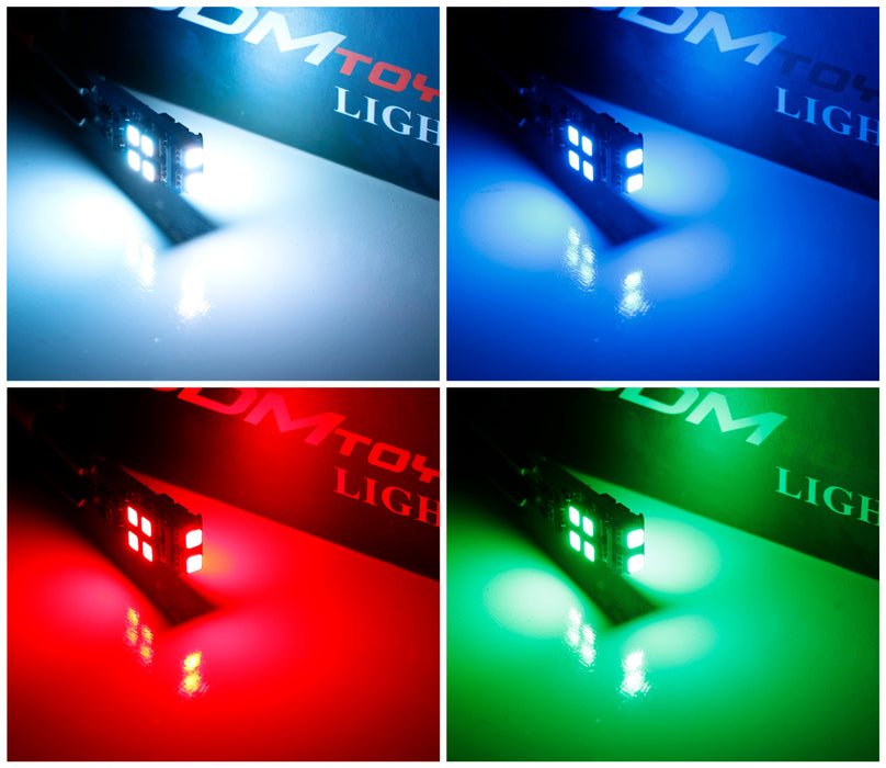 Multi-Color RGB 168 194 T10 LED Bulbs w/RF Remote Control For Car Parking Lights