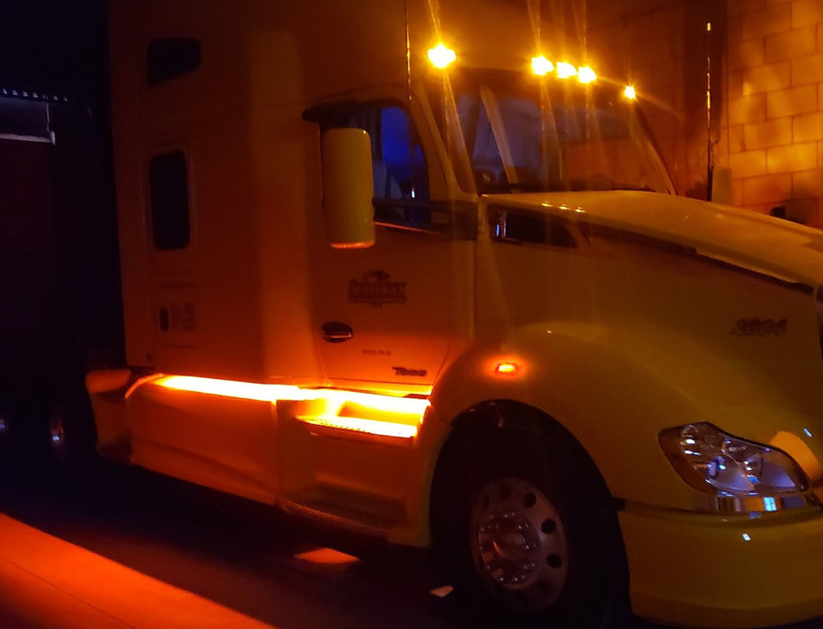 Smoked Lens Amber LED Wheel Fender Side Marker Lights For Kenworth T680 T700 880