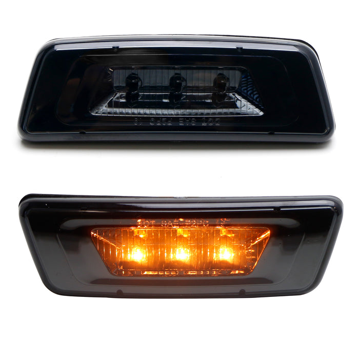 Smoked Lens Amber LED Wheel Fender Side Marker Lights For Kenworth T680 T700 880