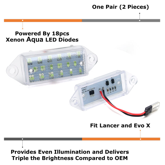 OE-Replace Ice Blue Full LED License Plate Lamp Assy For 03-17 Mitsubishi Lancer