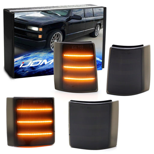 4x Smoke Lens Amber LED Strip Front Side Markers For Suburban K1500 C1500 Blazer