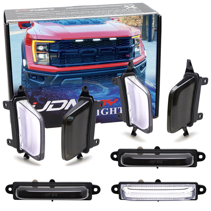 7pc Smoke Lens White Full LED Grille & Fender Flare Lighting Kit For Gen3 Raptor