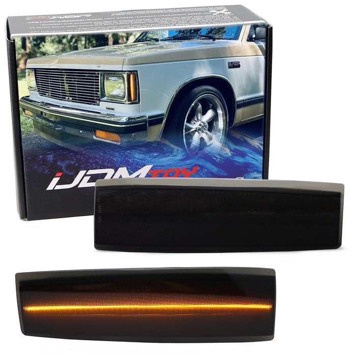 Smoke Lens Amber Full LED Side Markers For 83-94 Chevy S10 Blazer GMC S15 Jimmy