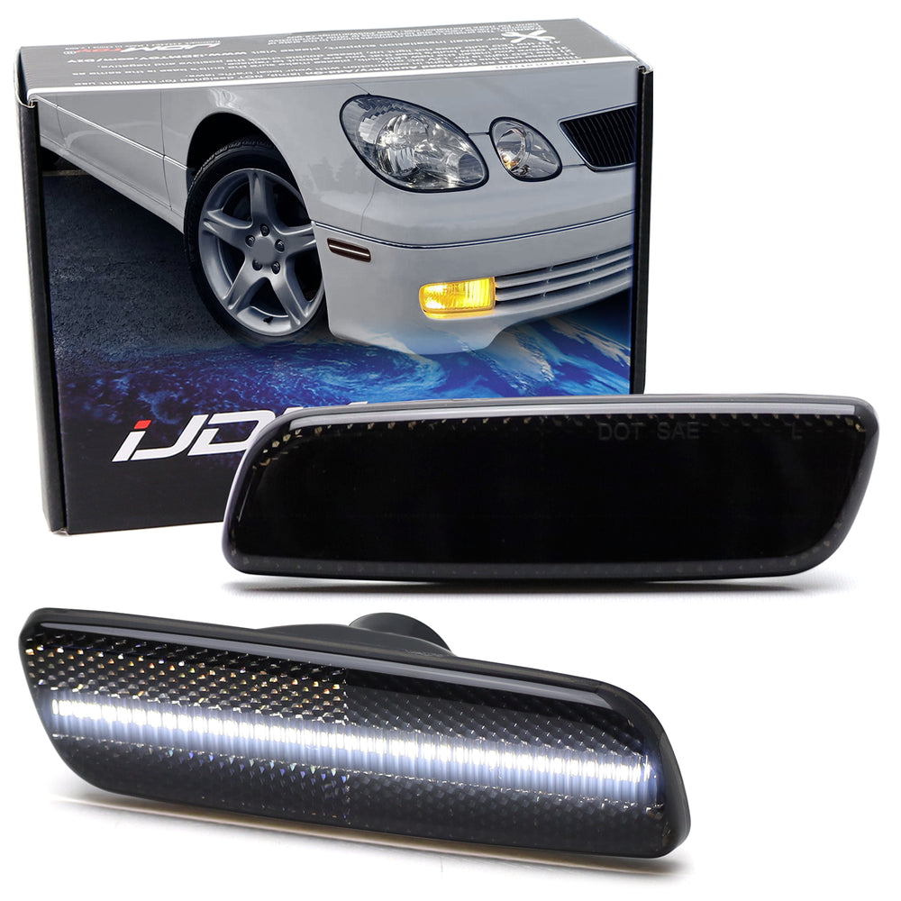 Smoked Lens White Full LED Side Markers For 1998-05 Lexus GS300 IS300 LS400, etc