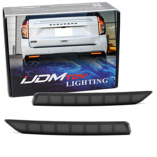 Smoked Lens Full LED Rear Bumper Reflectors For Chevy 21-24 Suburban/Tahoe Yukon