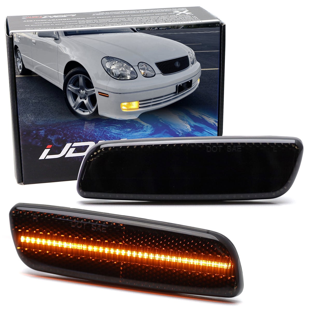 Smoked Lens Amber Full LED Side Markers For 1998-05 Lexus