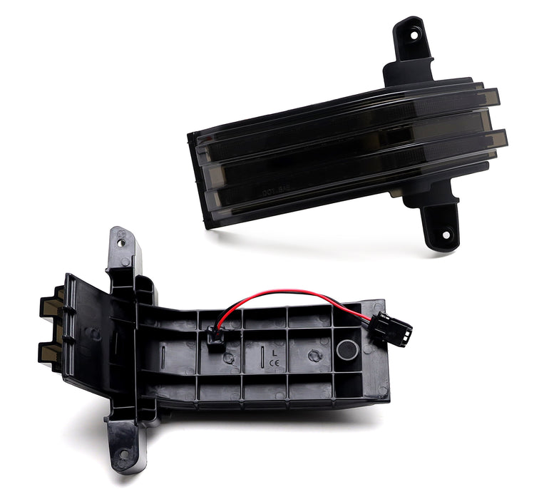 Smoke Amber Sequential Blink LED Side Mirror Lamps For 15-19 Chevy GMC 2500 3500