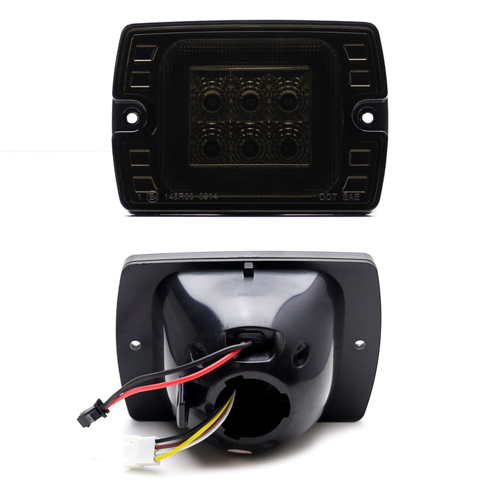 Smoked Lens White LED DRL/Amber Sequential Turn Signal For Jeep 1987-95 Wrangler