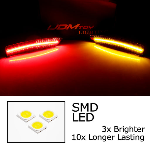 4pc Set Smoked Lens Amber/Red Full Strip LED Side Markers For Ford 2024+ Mustang