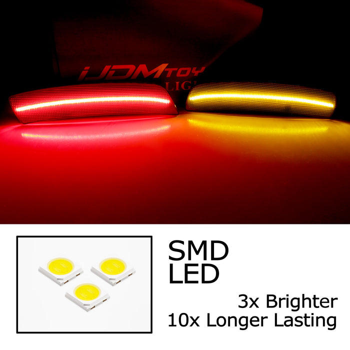 4pc Set Smoke Lens Amber/Red Full LED Side Marker Lights For Ford Mustang Mach-E