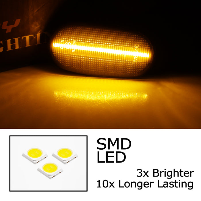 Smoke Lens Amber LED Fende Side Markers For JDM Pajero 2d, Australia Triton L200