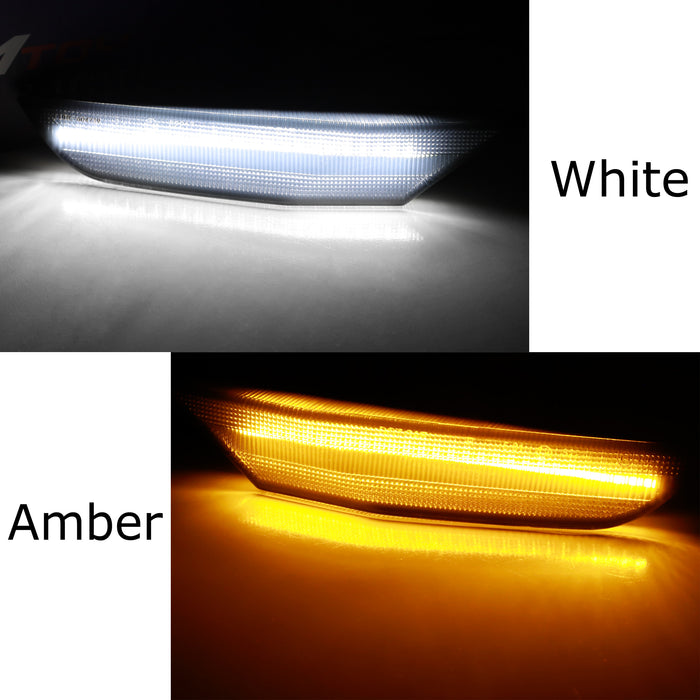Smoked White/Amber Sequential Blink LED Side Markers For 2003-06 Infiniti G35 4d