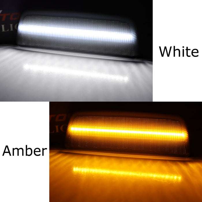 Smoked Lens White/Amber LED Fender Side Markers For Kenworth Txxx, Peterbilt 567
