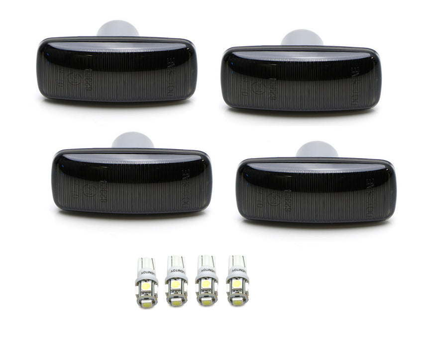 Smoked Lens Front/Rear Fender Side Marker Lamps w/ White LED For 2010-18 RAM DRW