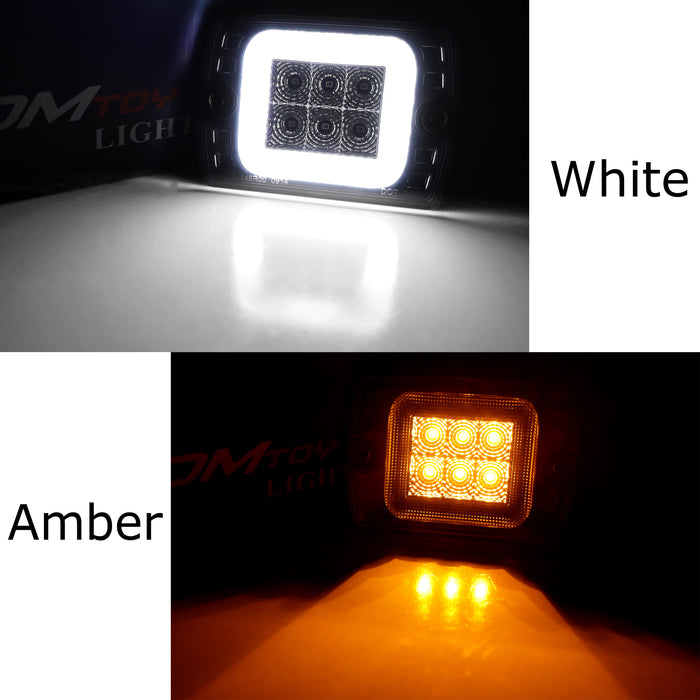 Smoked Lens White LED DRL/Amber Sequential Turn Signal For Jeep 1987-95 Wrangler
