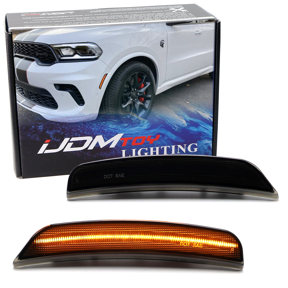 Smoked Lens Amber Full LED Front Bumper Side Marker Lights For Dodge 21+ Durango