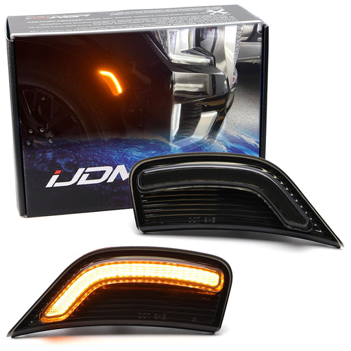 Smoked Bold Arch Amber LED Front Side Markes For 2021-24 Yukon Suburban Escalade