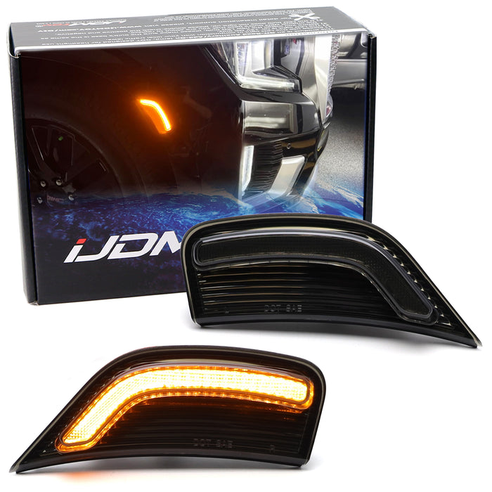 Smoked Bold Arch Amber LED Front Side Markes For 2021-24 Yukon Suburban Escalade