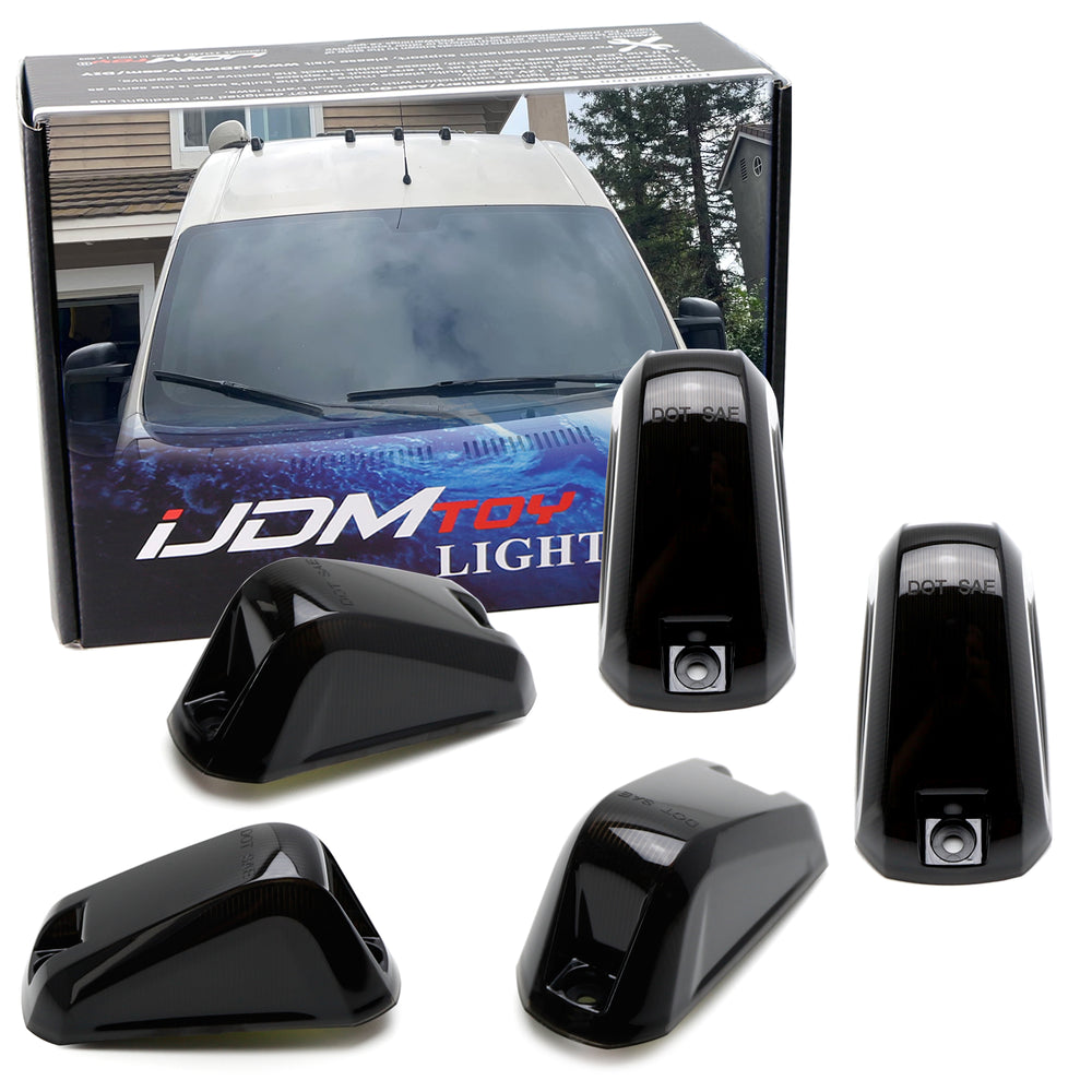 5pc Set Smoke Lens Front Cab Roof Marker Lamp Housings For 2014-23 RAM ProMaster