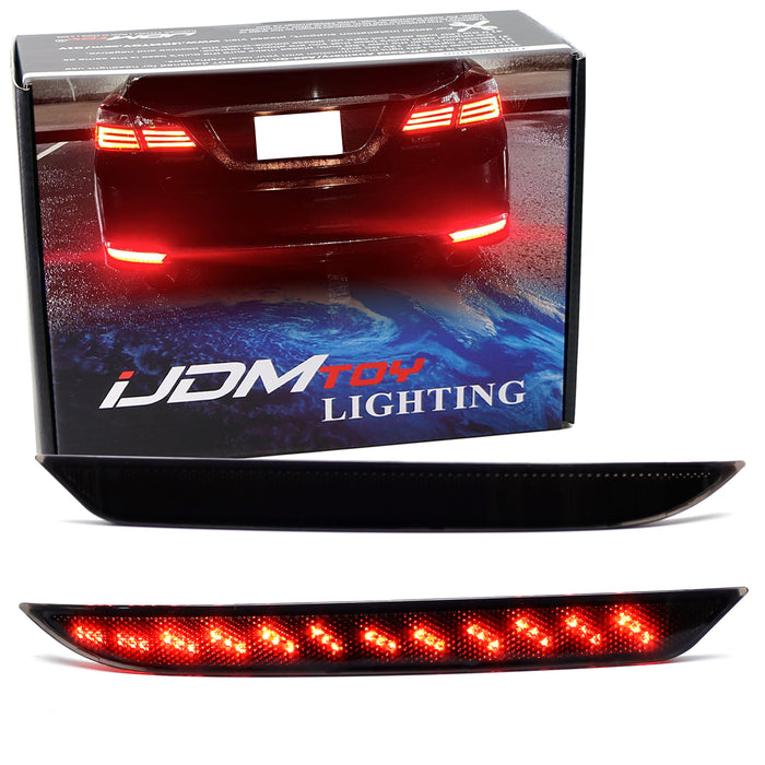 Smoke LED Tail/Brake/Sequential Blink Bumper Reflectors For Honda 2016-17 Accord