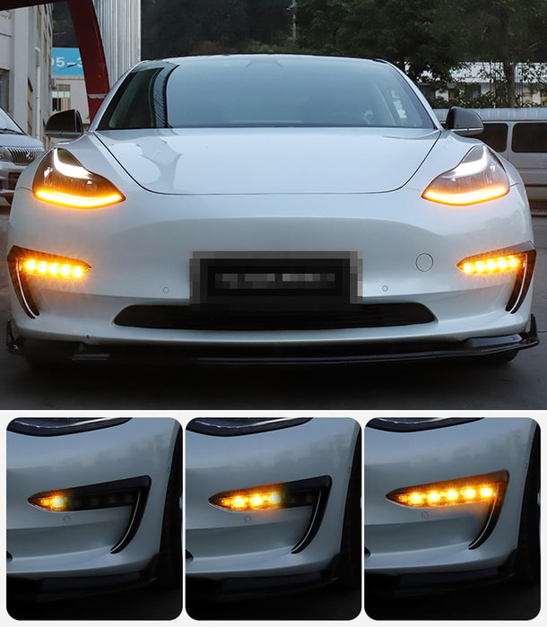 Switchback LED Daylight Kit w/ Sequential Blink Turn Signal For Tesla Model 3 Y