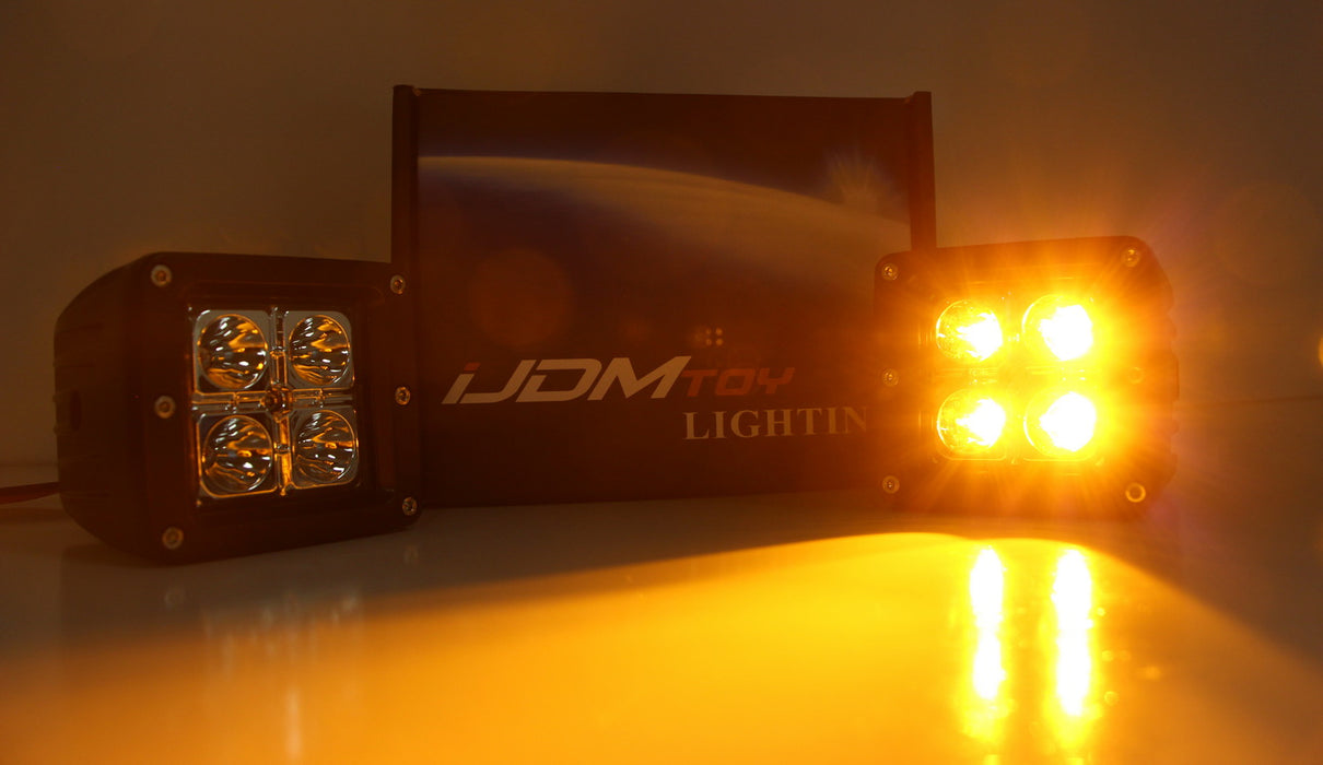 Amber LED Cubic Pod Fog Light Kit w/ Brackets, Wiring For 2014-21 Toyota Tundra