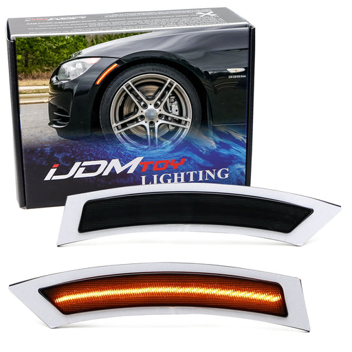Smoked Lens LED Bumper Reflector Replace Side Markers For 07-12 BMW E92 3 Series