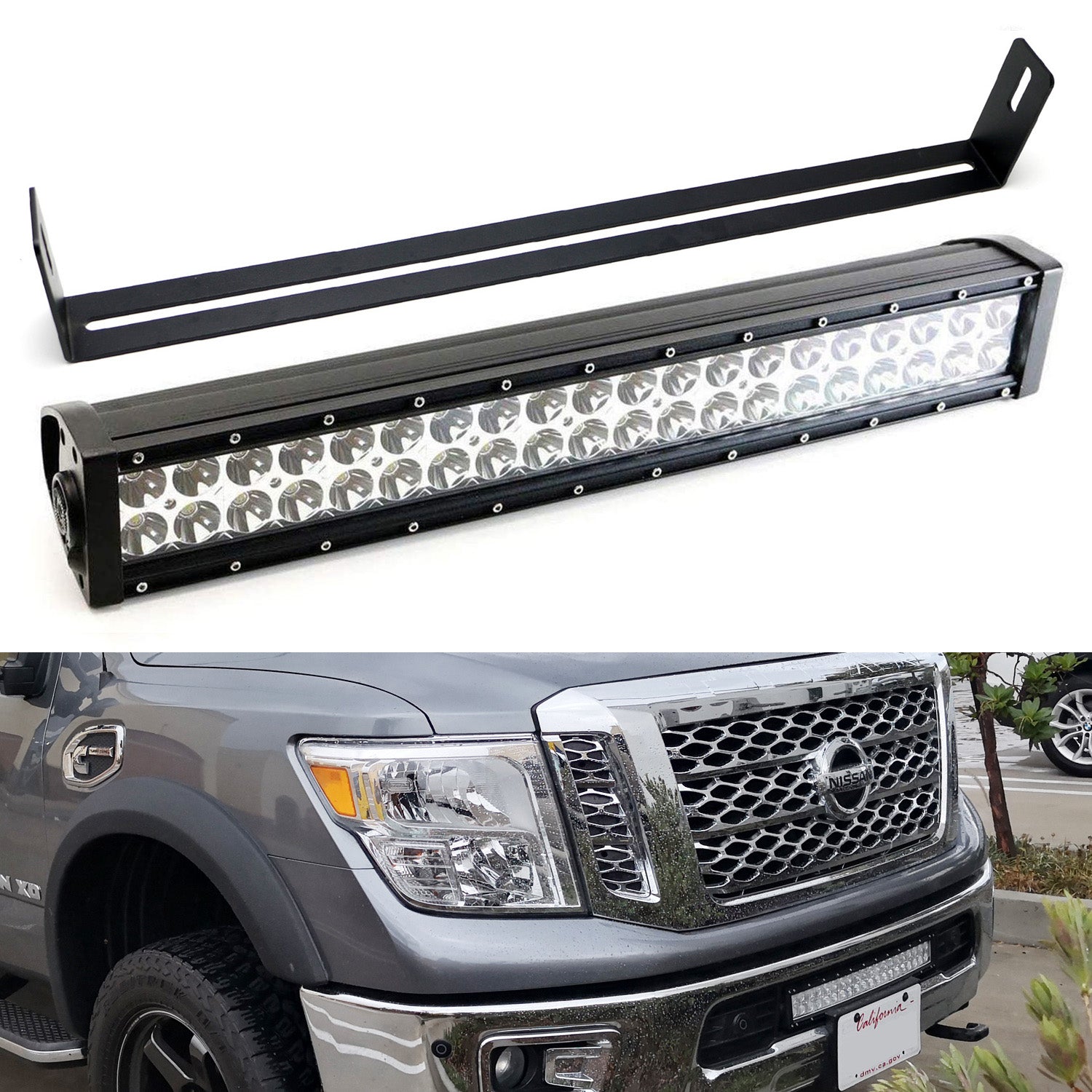 26" Curved 240W LED Light Bar For 2006-2008 Ford F150 – Grille Lower Hidden Bumper Mount