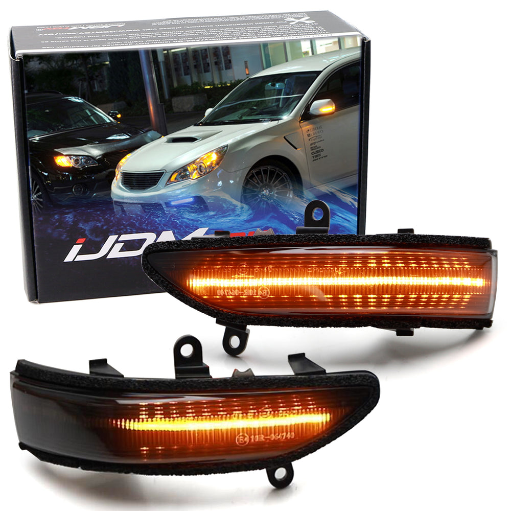 RAGBUSCLE Sequential LED Side Mirror Turn Signals - Smoked Lens Amber Lights For 2008-2016 Subaru Models