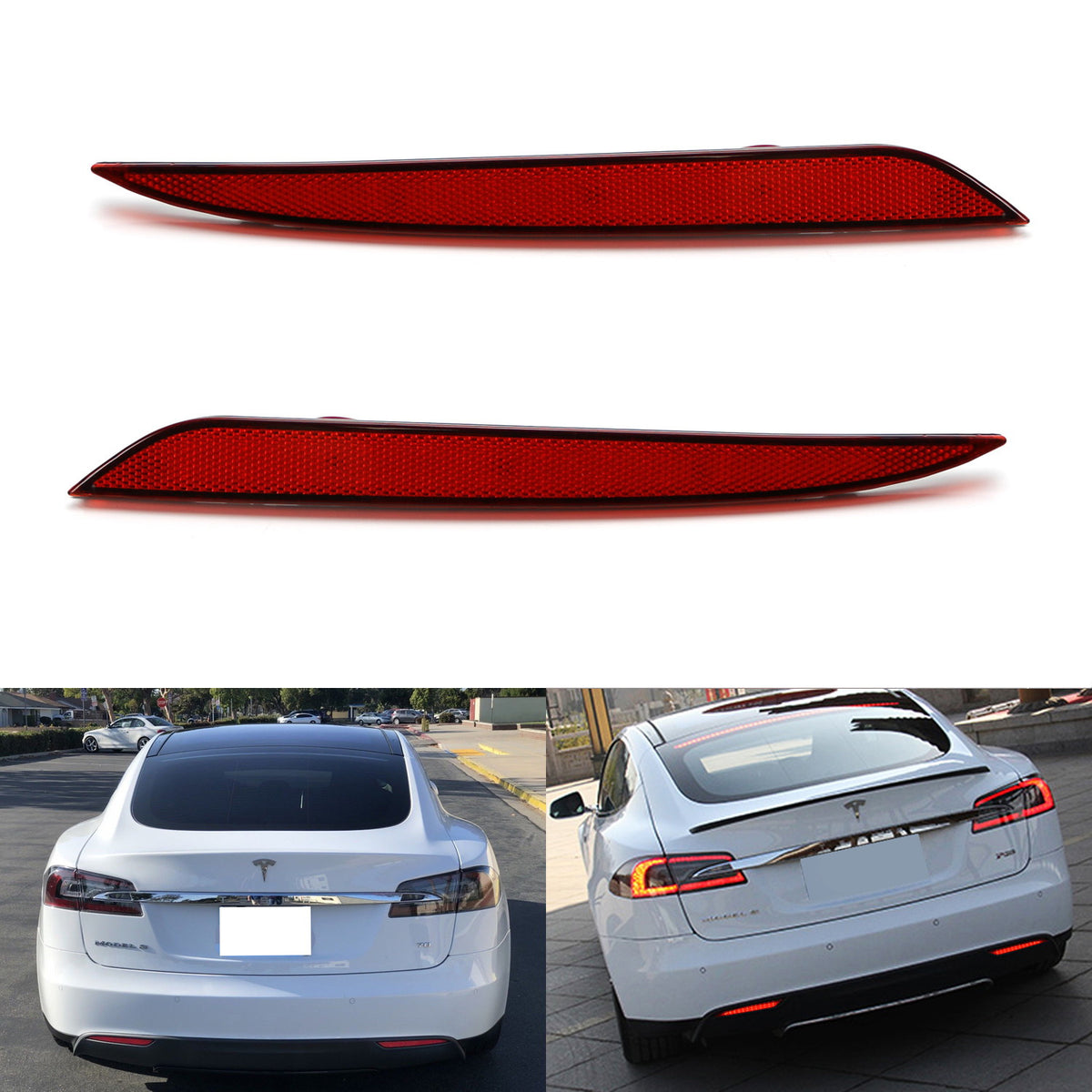 Red Lens 24-SMD LED Bumper Reflector Tail Brake Lights For 12-up Tesla —  iJDMTOY.com