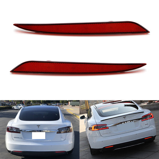 Red Lens 24-SMD LED Bumper Reflector Tail Brake Lights For 12-up Tesla Model S