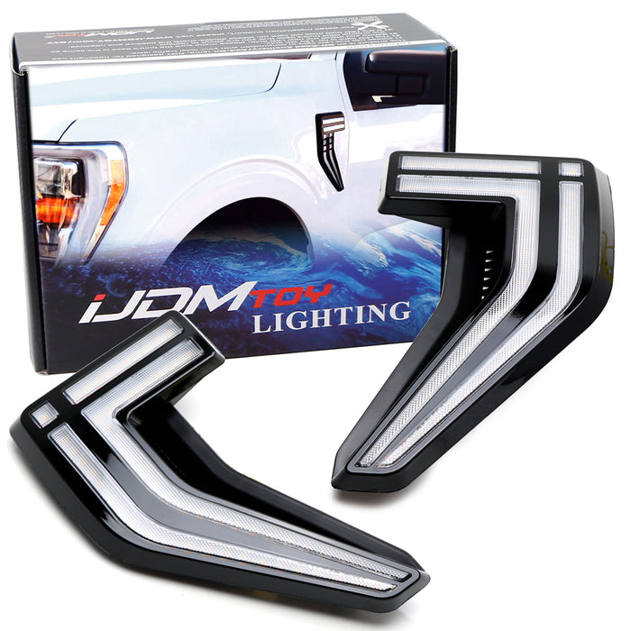 White/Amber LED Illuminated Fender Side Marker Light For 21-up Gen14 F-150 Truck