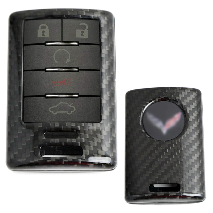 Real Black Carbon Fiber Key Fob Cover For Chevy C7 Corvette Stingray Smart Key
