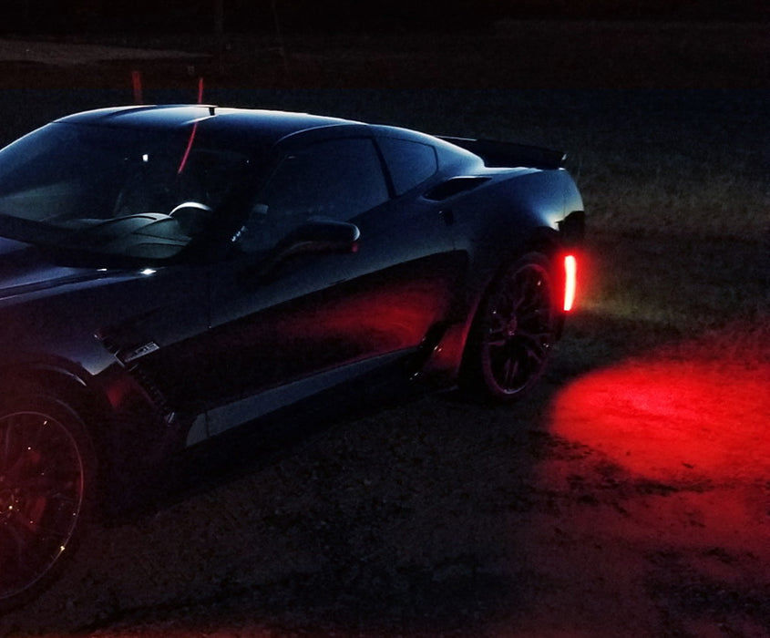 OE-Spec Red Lens Full LED Strip Rear Side Markers For 2014-19 Chevy C7 Corvette