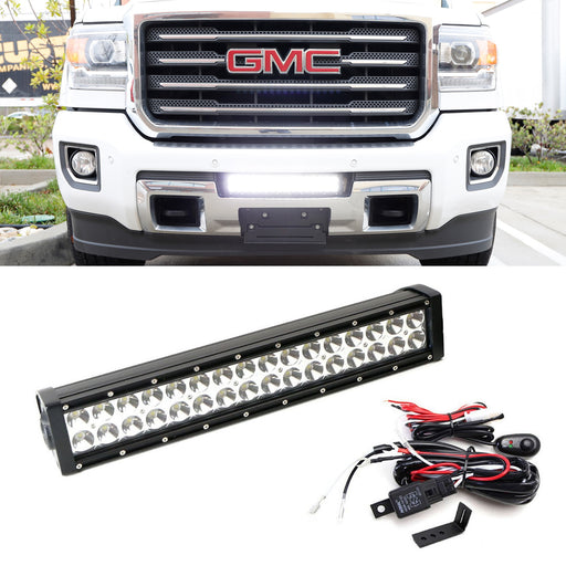 96W LED Light Bar w/ Lower Bumper Bracket, Wiring For 15-up GMC Sierra 2500 3500