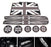8-Piece Black/White Union Jack Style Silicone Interior Cabin Mats Compatible with 2014-up Mini Cooper F56 3-Door, Covers Cupholder Coasters, Side Door Compartments & Glovebox
