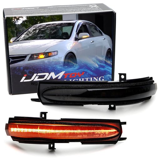 Smoke Lens Full LED Strip Sequential Blink Side Mirror Lamps For 04-08 Acura TSX