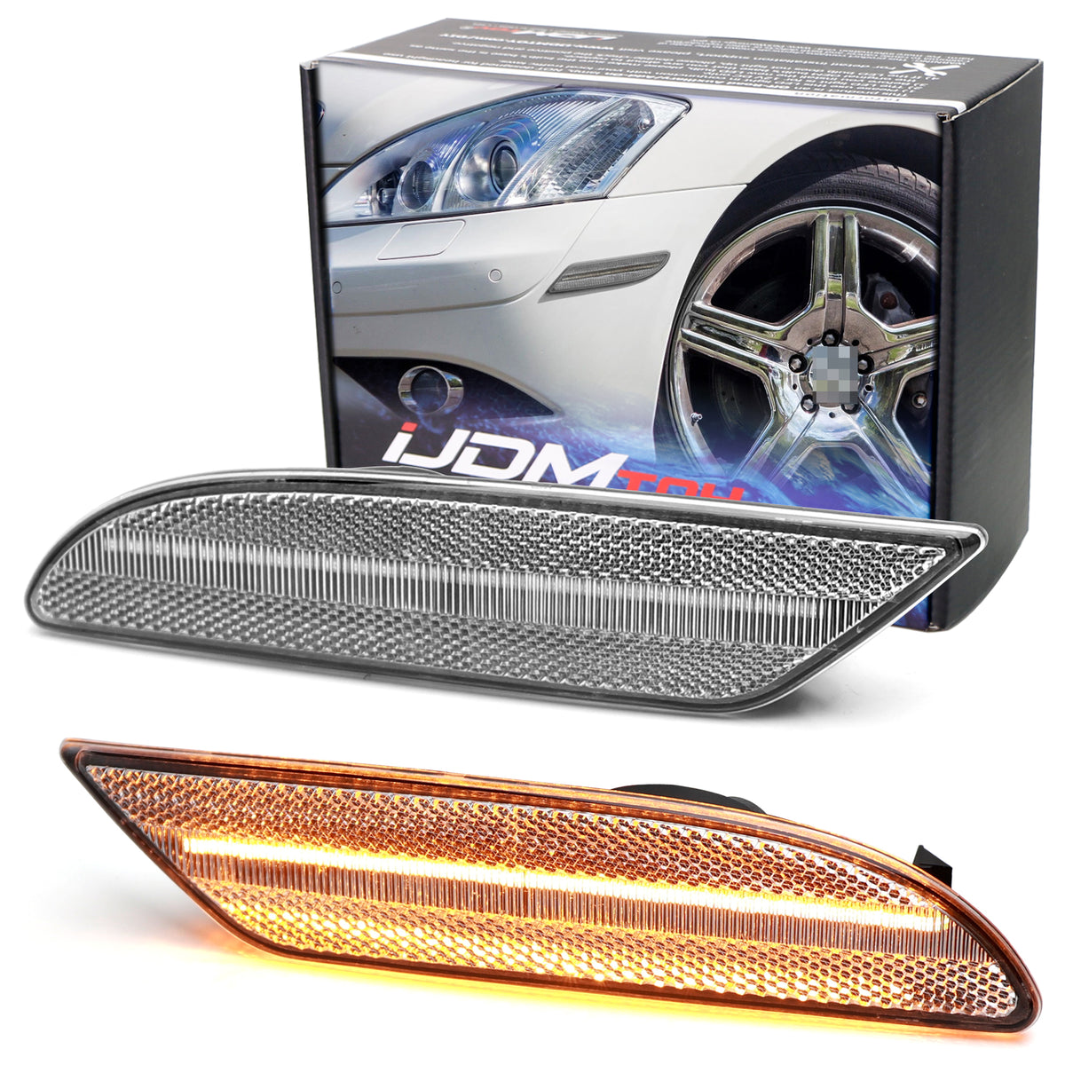 Clear Lens Amber Full LED Side Marker Lights For 2007-09 Mercedes W221 S Class
