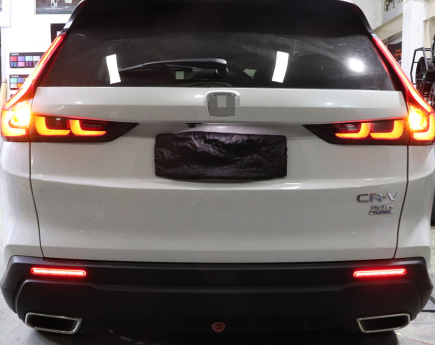 Red Lens Full LED Tail/Brake/Signal Rear Bumper Reflectors For 23-up Honda CRV