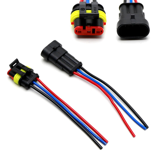 5" 3-Wire Conduct-Tite Male/Female Waterproof Connectors w/18 AWG Pigtail Wires
