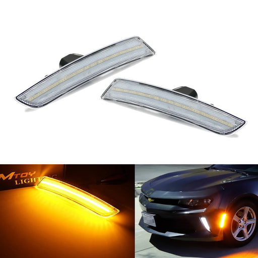 Clear Lens Front Amber LED Side Marker Lights For Chevy Camaro Cadillac ATS CTS
